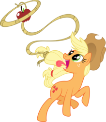 Size: 6117x6972 | Tagged: safe, artist:epi-centric, applejack, earth pony, pony, g4, absurd resolution, apple, eyes on the prize, female, food, lasso, simple background, solo, transparent background, vector