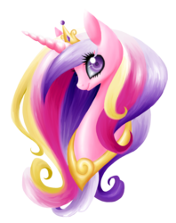 Size: 4752x6000 | Tagged: safe, artist:magicarin, princess cadance, alicorn, pony, g4, absurd resolution, bust, colored pupils, female, mare, profile, simple background, solo, transparent background