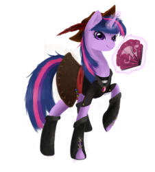 Size: 2708x3000 | Tagged: dead source, safe, artist:flutterwonder, twilight sparkle, pony, unicorn, g4, clothes, costume, feather, female, glowing horn, hat, high res, horn, magic, mare, pirate, simple background, smiling, solo, telekinesis, transparent background, unicorn twilight