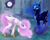 Size: 1280x1024 | Tagged: dead source, safe, artist:flutterwonder, nightmare moon, princess celestia, alicorn, pony, g4, crying, female, mare, pink mane