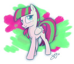 Size: 1115x967 | Tagged: safe, artist:probablyfakeblonde, blossomforth, pegasus, pony, g4, abstract background, female, mare, solo
