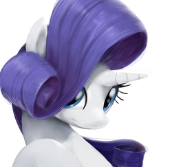 Size: 1052x1024 | Tagged: dead source, safe, artist:sunibee, rarity, pony, unicorn, g4, bust, cute, female, looking at you, mare, portrait, raribetes, simple background, solo, white background