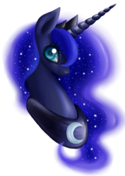 Size: 4728x6665 | Tagged: safe, artist:magicarin, princess luna, alicorn, pony, g4, absurd resolution, bust, colored pupils, female, looking at you, mare, profile, simple background, solo, transparent background