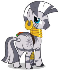 Size: 3304x4000 | Tagged: safe, artist:shelltoon, zecora, pony, zebra, g4, butt, ear piercing, earring, female, high res, jewelry, leg rings, mare, neck rings, piercing, plot, simple background, solo, transparent background, vector, zecorass