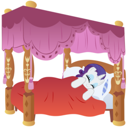 Size: 4000x4000 | Tagged: safe, artist:shelltoon, rarity, pony, unicorn, g4, absurd resolution, bed, canopy bed, cute, eyes closed, female, mare, on side, raribetes, simple background, sleeping, smiling, solo, transparent background, vector