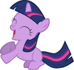 Size: 3901x3683 | Tagged: safe, artist:shelltoon, twilight sparkle, pony, unicorn, g4, the cutie mark chronicles, blank flank, cute, eyes closed, female, filly, filly twilight sparkle, happy, high res, hoofy-kicks, rearing, simple background, solo, transparent background, twiabetes, vector, younger