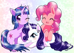 Size: 981x700 | Tagged: safe, artist:livvychan, pinkie pie, rarity, twilight sparkle, g4