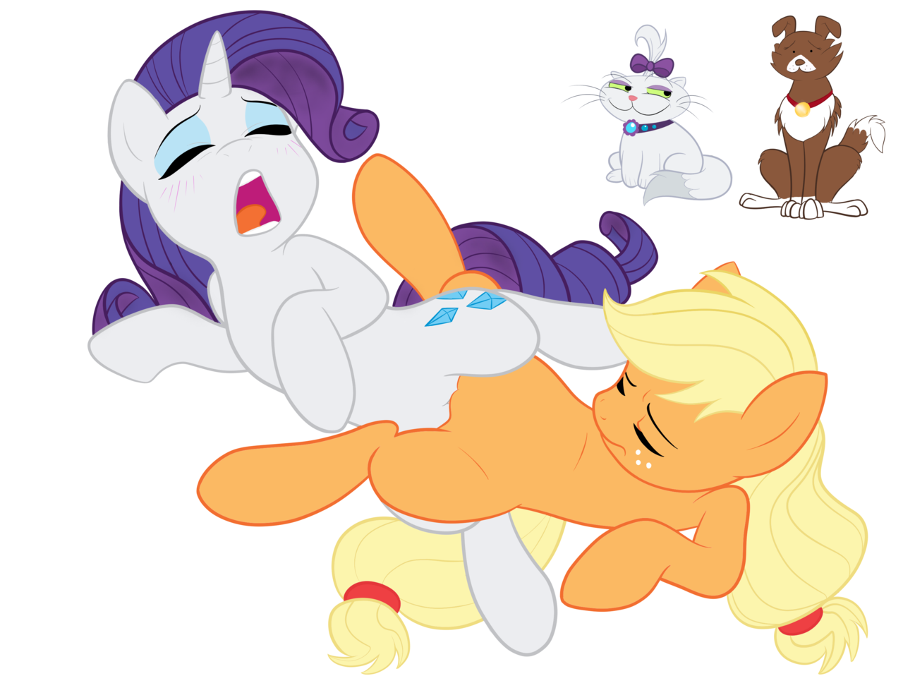 megasweet, applejack, opalescence, rarity, winona, cat, dog, earth <b>pony</b>, <b>po...</b>