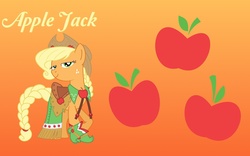 Size: 1920x1200 | Tagged: safe, artist:philiptomkins, applejack, earth pony, pony, g4, alternate hairstyle, boots, braided tail, clothes, crossed hooves, dress, female, gala dress, solo, wallpaper