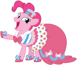 Size: 2000x1694 | Tagged: safe, artist:philiptomkins, pinkie pie, earth pony, pony, g4, suited for success, clothes, cute, diapinkes, dignified wear, dress, female, gala dress, mare, simple background, solo, transparent background, vector