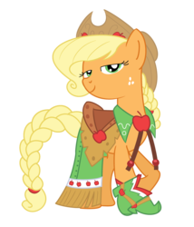 Size: 2000x2334 | Tagged: safe, artist:philiptomkins, applejack, earth pony, pony, g4, suited for success, alternate hairstyle, braided tail, clothes, crossed hooves, dress, female, gala dress, high res, lidded eyes, looking at you, mare, simple background, smiling, smiling at you, solo, transparent background, vector