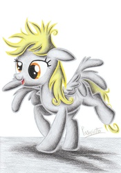 Size: 1627x2329 | Tagged: safe, artist:patoriotto, derpy hooves, pegasus, pony, g4, female, mare, pixiv, solo, traditional art