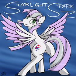 Size: 5000x5000 | Tagged: safe, artist:tlatophat, oc, oc only, oc:starlight spark, pegasus, pony, abstract background, absurd resolution, butt, female, mare, plot, solo, spread wings, wings