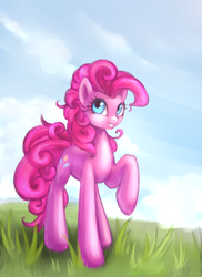 Size: 1107x1519 | Tagged: safe, artist:nyarmarr, pinkie pie, earth pony, pony, g4, eyes closed, female, grin, mare, smiling, solo