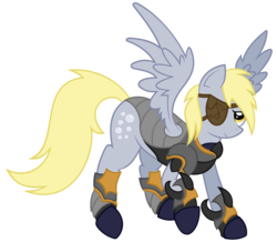 Size: 3500x3050 | Tagged: safe, artist:erockertorres, derpy hooves, pegasus, pony, g4, armor, eyepatch, female, general derpy, high res, mare, simple background, solo, transparent background, vector