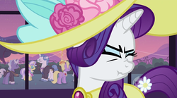 Size: 1280x713 | Tagged: safe, screencap, rarity, pony, g4, sweet and elite, clothes, dress, scrunchy face