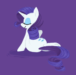 Size: 1000x983 | Tagged: safe, artist:rakuyou, rarity, pony, unicorn, g4, eyes closed, female, mare, purple background, simple background, sitting, smiling, solo