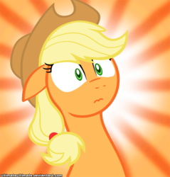 Size: 1000x1045 | Tagged: safe, artist:zantyarz, applejack, earth pony, pony, g4, female, reaction image, solo, surprise face, surprised