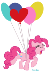 Size: 1423x2030 | Tagged: safe, artist:mlpazureglow, pinkie pie, earth pony, pony, g4, balloon, female, mare, show accurate, solo, then watch her balloons lift her up to the sky