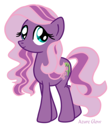 Size: 786x912 | Tagged: safe, artist:mlpazureglow, wysteria, earth pony, pony, g3, g4, colored, eyelashes, female, flat colors, g3 to g4, generation leap, mare, show accurate, simple background, smiling, solo, teal eyes, text, transparent background, wavy mane, wavy tail