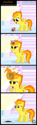 Size: 706x2358 | Tagged: safe, artist:toxic-mario, spitfire, pegasus, pony, g4, cake, comic, female, filly, fire, solo, spitfiery, spitfire's hair is fire