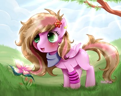 Size: 1500x1179 | Tagged: safe, artist:rubypm, oc, oc only, pegasus, pony, female, flower, mare, request, solo