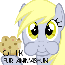 Size: 500x500 | Tagged: safe, derpy hooves, pegasus, pony, g4, female, mare, muffin, puffy cheeks, solo