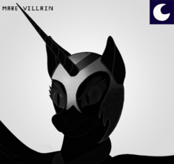 Size: 600x566 | Tagged: safe, artist:spiritofthwwolf, nightmare moon, alicorn, pony, g4, album cover, helmet, madlib, madvillain, mf doom, parody