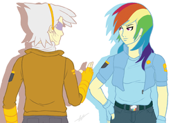 Size: 1500x1069 | Tagged: safe, gilda, rainbow dash, g4, humanized, military, pilot