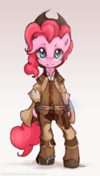 Size: 516x900 | Tagged: safe, artist:derpiihooves, pinkie pie, earth pony, pony, semi-anthro, g4, bipedal, clothes, crossover, female, hat, mare, smuggler, star wars, star wars: the old republic