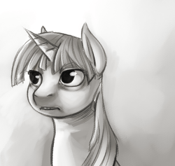 Size: 490x465 | Tagged: safe, artist:php27, twilight sparkle, pony, unicorn, g4, bust, crookedtrees, female, grayscale, mare, monochrome, portrait, solo, style emulation