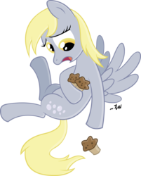 Size: 3005x3733 | Tagged: safe, artist:anders-art, derpy hooves, pegasus, pony, g4, female, frown, high res, mare, muffin, muffin denial, sad, simple background, solo, transparent background, vector