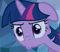 Size: 500x431 | Tagged: safe, screencap, twilight sparkle, pony, unicorn, a canterlot wedding, g4, cropped, crystal caverns, female, floppy ears, mare, pouting, reaction image, solo, unicorn twilight