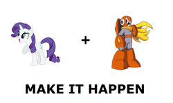 Size: 1337x796 | Tagged: safe, rarity, g4, crossover, exploitable meme, make it happen, mega man (series), meme, meta, proto man