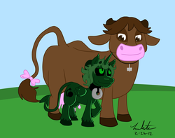 Size: 1333x1053 | Tagged: safe, artist:luckster, cow, cow pony, alicorn cow, corruption of champions, ponified, udder