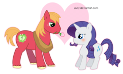 Size: 1293x780 | Tagged: safe, artist:jevsy, big macintosh, rarity, earth pony, pony, unicorn, g4, female, flower, heart, horn, male, mare, ship:rarimac, shipping, simple background, stallion, straight, transparent background