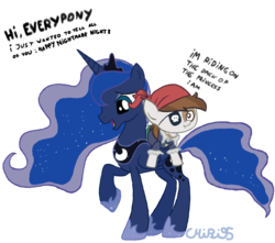 Size: 1747x1544 | Tagged: safe, artist:chibi95, pipsqueak, princess luna, g4, dialogue, pipsqueak riding luna, pirate, ponies riding ponies, riding, simple background, transparent background