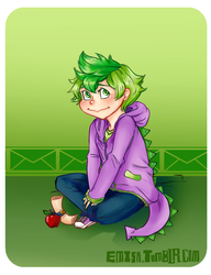 Size: 801x1044 | Tagged: safe, artist:emisa, spike, g4, clothes, converse, hoodie, humanized, shoes