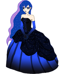 Size: 576x668 | Tagged: safe, artist:danteskitten, princess luna, human, g4, clothes, dress, evening gloves, female, humanized, simple background, solo