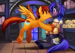 Size: 1024x724 | Tagged: safe, artist:ende26, oc, oc only, pegasus, pony, cute, duo, gay, kiss on the lips, kissing, male, shipping