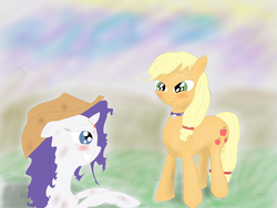 Size: 4000x3000 | Tagged: safe, artist:technical0difficulty, applejack, rarity, g4, female, lesbian, ship:rarijack, shipping