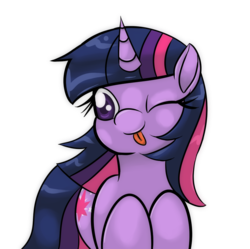 Size: 879x876 | Tagged: safe, artist:crimsonbristle, twilight sparkle, g4, tongue out, wink