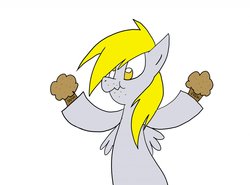 Size: 1280x947 | Tagged: safe, artist:mofetafrombrooklyn, derpy hooves, pegasus, pony, g4, female, mare, muffin, solo