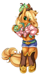 Size: 716x1315 | Tagged: safe, artist:shineymagic, applejack, earth pony, anthro, g4, female, mare, simple background, solo, transparent background