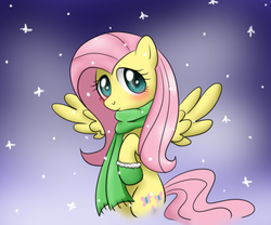 Size: 900x750 | Tagged: safe, artist:maplesunrise, fluttershy, pegasus, pony, g4, bipedal, clothes, cute, female, mare, scarf, shyabetes, solo