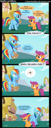 Size: 615x1536 | Tagged: safe, artist:coltsteelstallion, rainbow dash, scootaloo, pegasus, pony, spider, g4, arachnophobia, comic, female, filly, foal, mare, scootaloo is not amused, unamused