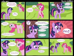 Size: 1024x768 | Tagged: safe, artist:coltsteelstallion, pinkie pie, twilight sparkle, earth pony, pony, unicorn, g4, comic, dialogue, floppy ears, pinkie being pinkie, text, unicorn twilight