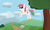 Size: 3000x1800 | Tagged: safe, artist:mikoruthehedgehog, blossomforth, pegasus, pony, g4, bench, dirt road, female, flying, mare, mountain, open mouth, solo, tree