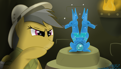 Size: 3000x1700 | Tagged: safe, artist:mikoruthehedgehog, daring do, pegasus, pony, g4, my little pony: friendship is magic, read it and weep, female, sapphire statue, solo