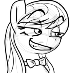 Size: 300x300 | Tagged: safe, artist:reiduran, octavia melody, earth pony, pony, g4, female, grin, monochrome, reaction image, smug, solo